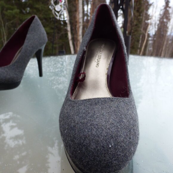 CHRISTIAN SIRIANO GREY FELT LIKE FEELING HIGH HEELS GOTH WEDDING CLUB PARTY 9 - Picture 9 of 14